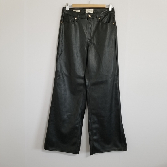 Universal Thread Pants - NWT Universal Thread Black Faux Leather High Rise Wide Leg Pants Size 8